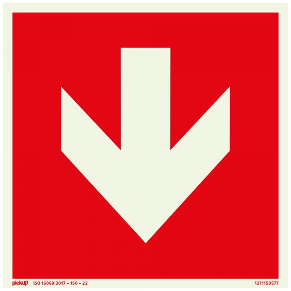 Panneau rouge avec flèche ftlm - 150x150 mm autocollant.
