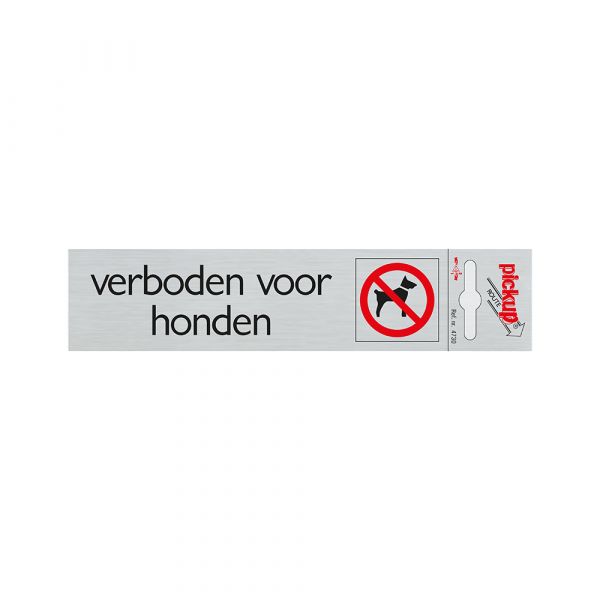 Panneau en aluminium interdit aux chiens - 165x44 mm autocollant.