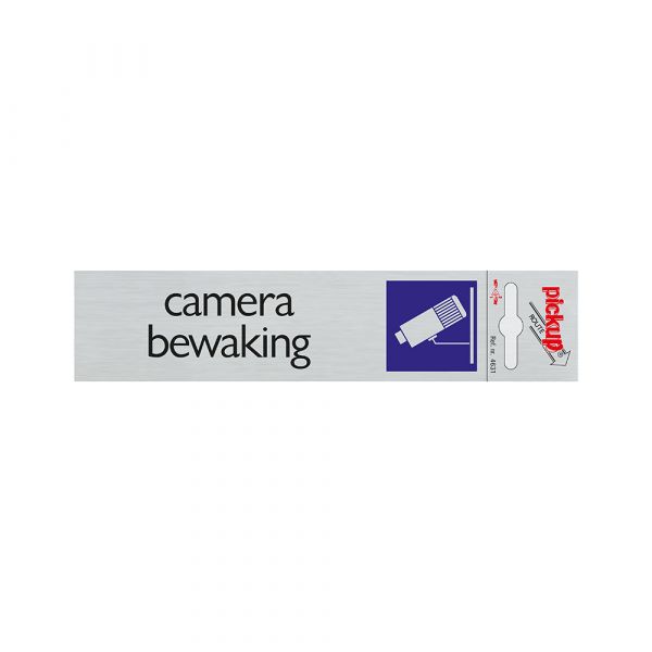 Panneau de surveillance par caméra en aluminium - 165x44 mm autocollant.