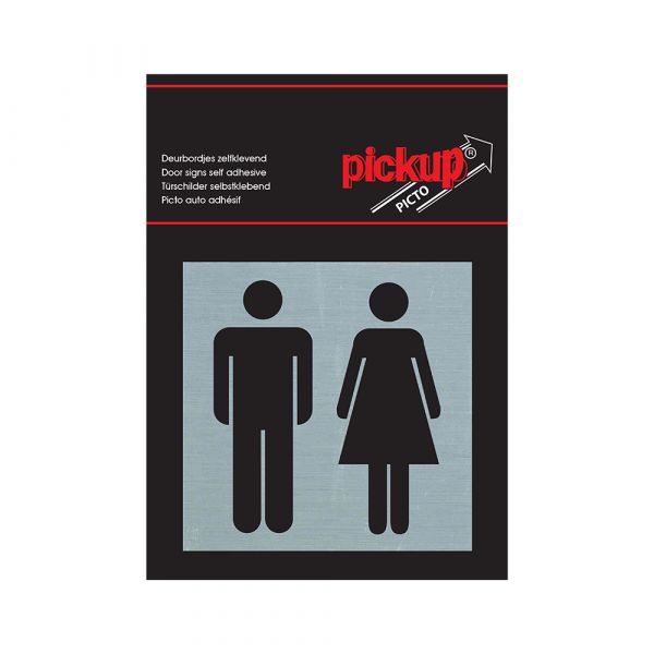 Panneau en aluminium pour dames et messieurs - 80x80 mm autocollant.