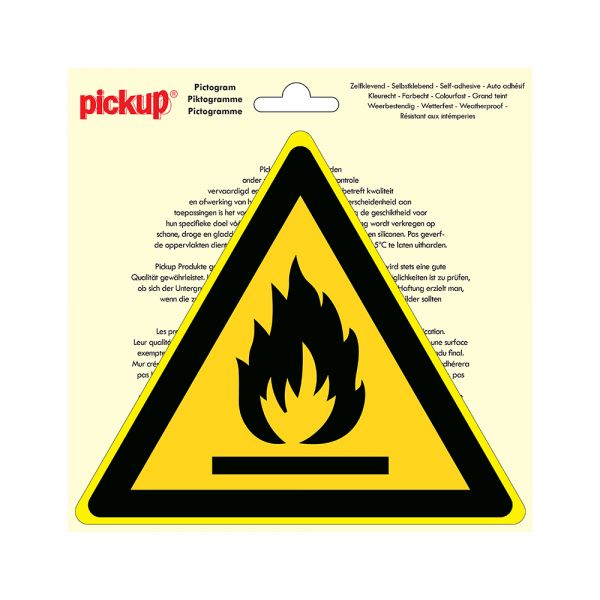 Autocollant substances inflammables - Triangle de 200 mm.