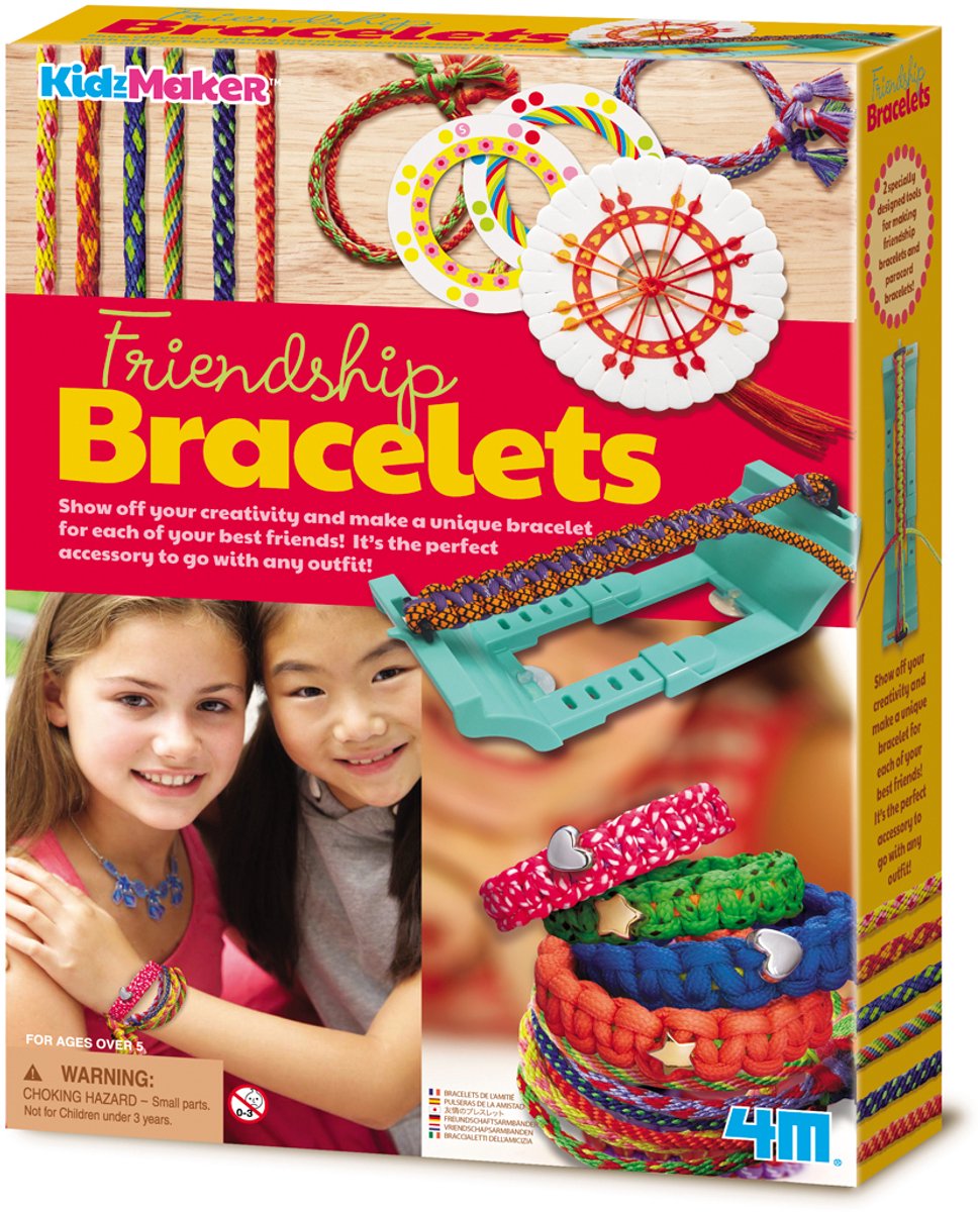 4m crafts - fabriquez vos propres bracelets d'amitié - jouets créatifs - forfait passe-temps - kidzmaker - 5+