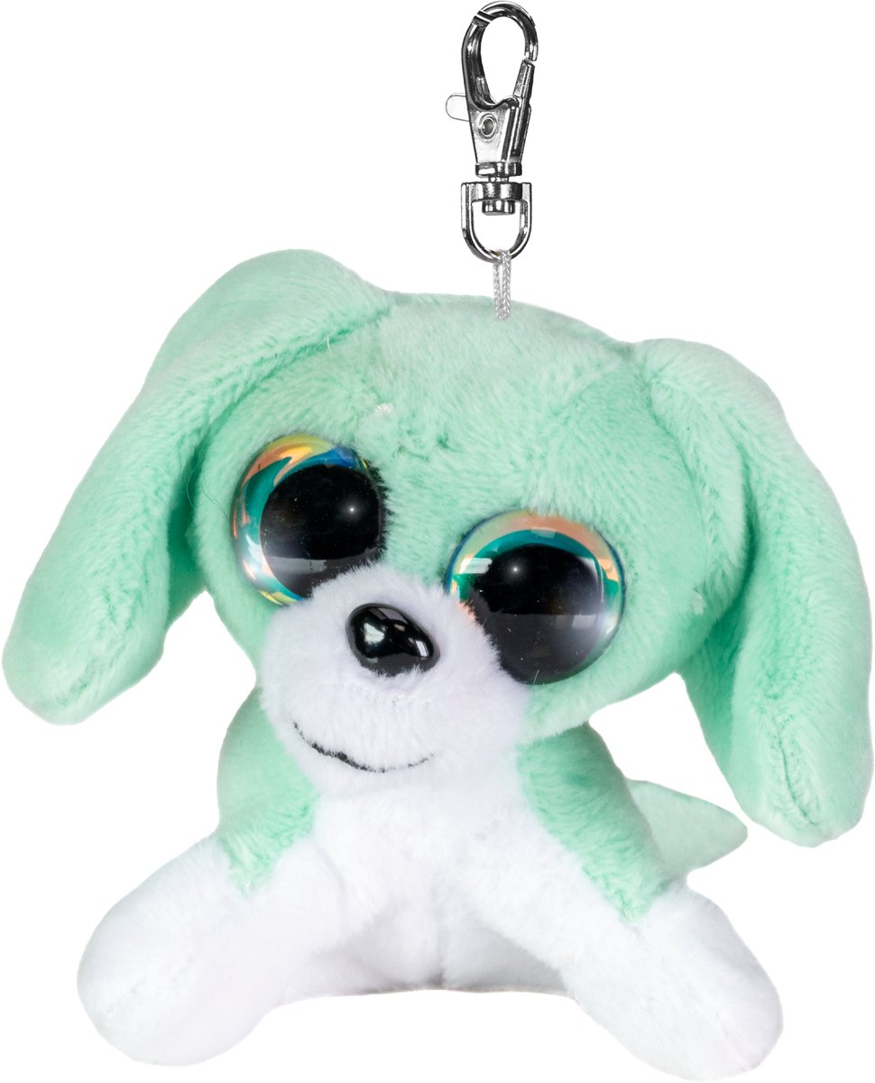 Tactic lumo stars porte-clés peluche chien Tommy 8,5 cm vert-blanc.