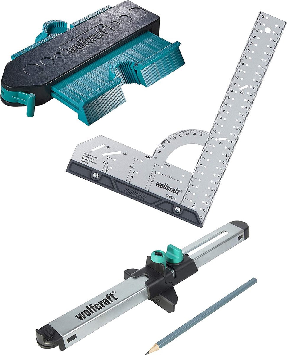 Wolfcraft - kit de pose de stratifié - gabarit de contour - poseur de stratifié - carré - 6976000
