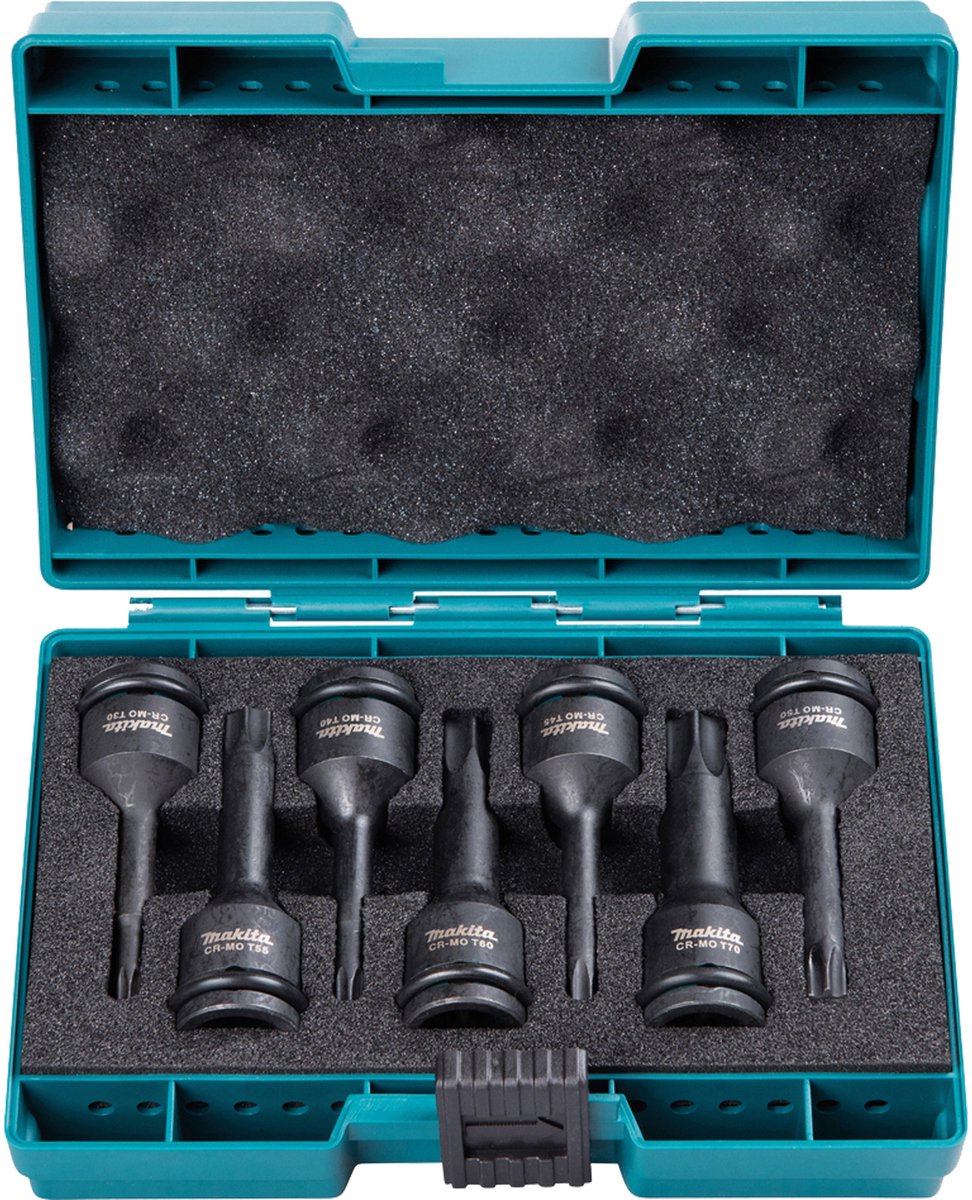 Jeu d'embouts de tournevis à percussion Torx Imp makita | 7 pièces | actenoir | 1 2'' | Royaume-Uni - e-23628