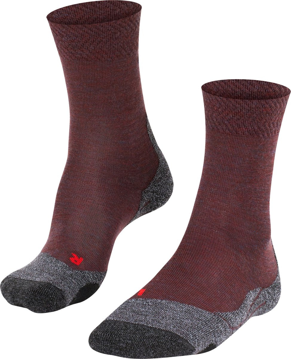 Falke tk2 mélange anti-ampoules laine épaisse matériau fonctionnel chaussettes de marche femme rouge - taille 37-38