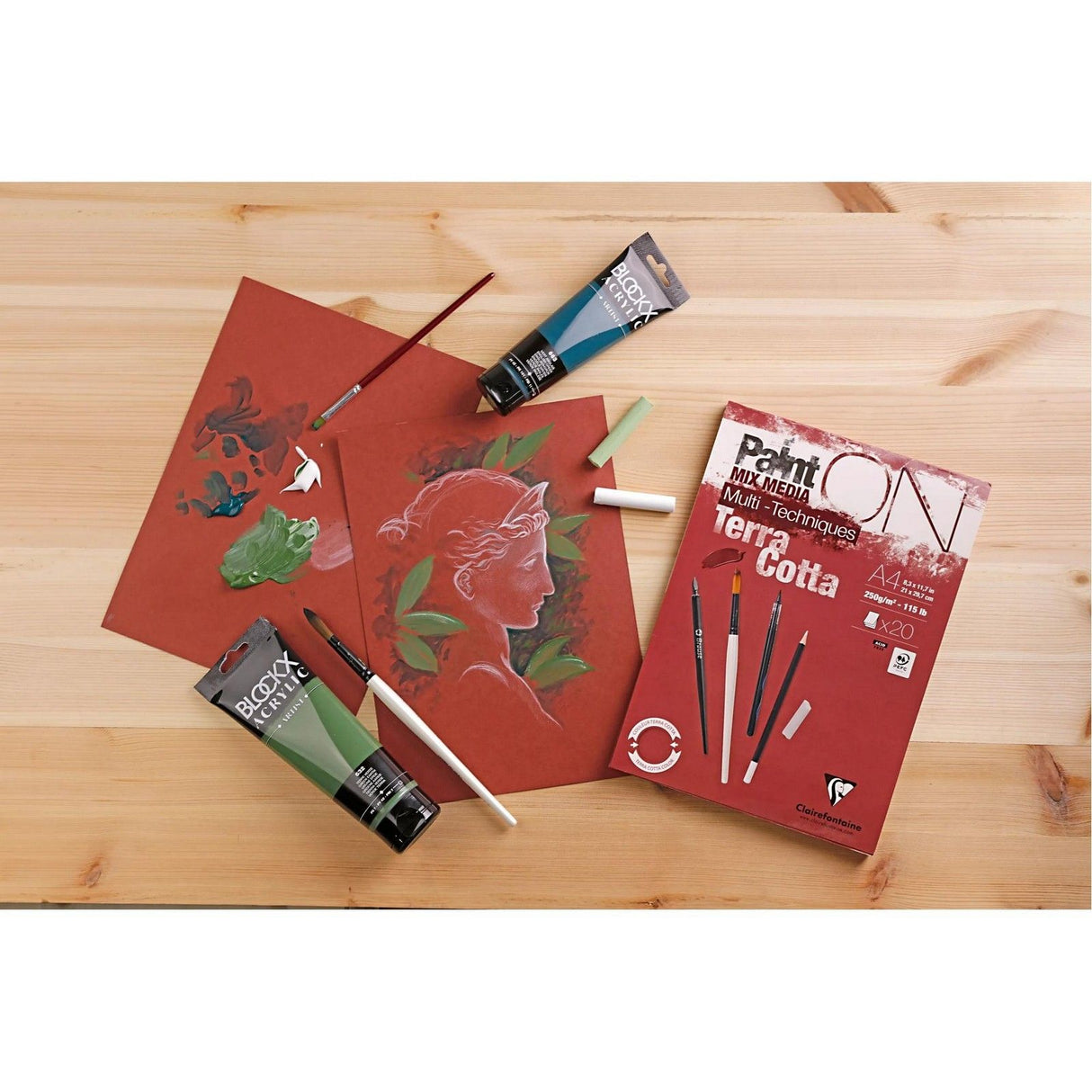 Clairefontaine • papier painton techniques mixtes 250g a5 terre cuite 20x