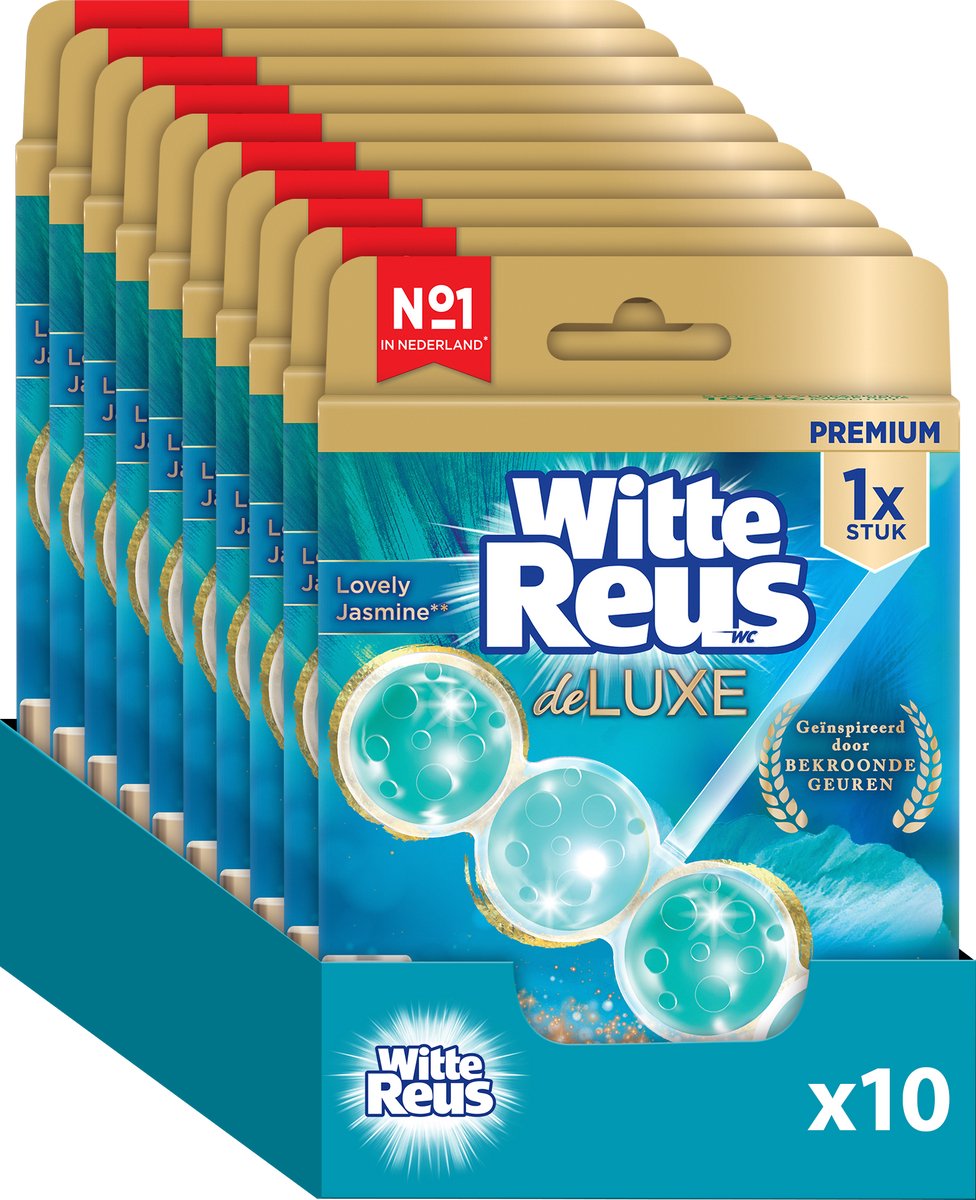 Bloc de toilette géant blanc de luxe au jasmin 50g - blocs de toilette - pack économique - 10 pièces