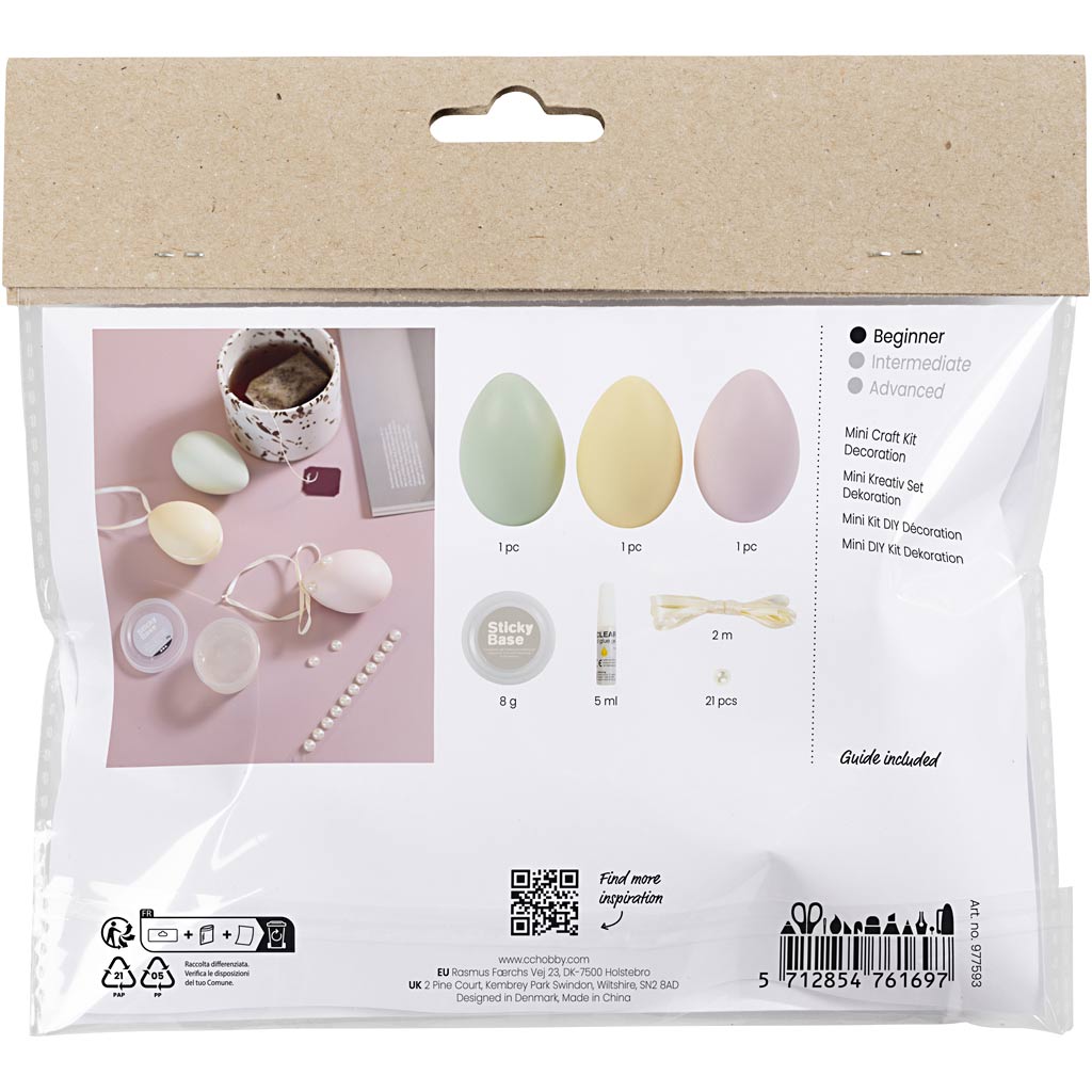 Creativ company mini hobby set décoration, œufs, couleurs pastel, 1 boîte