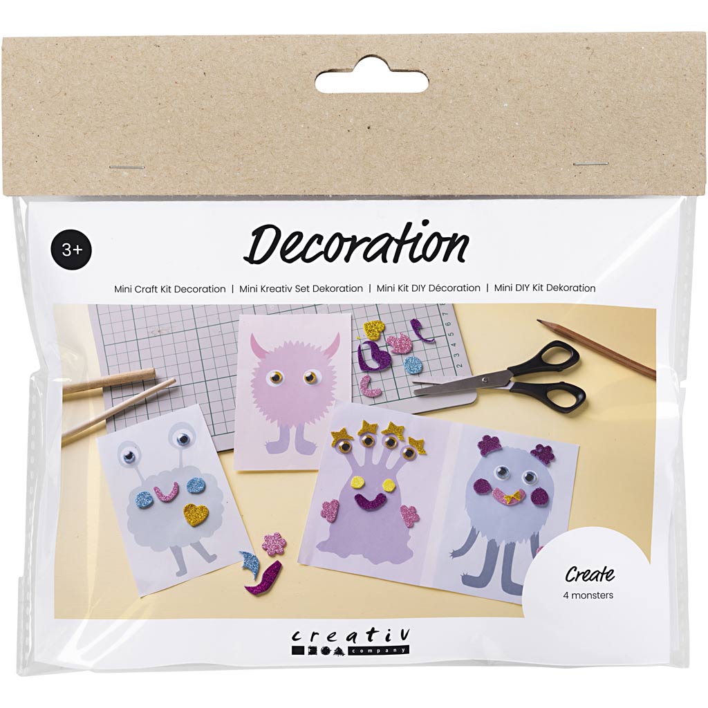Creativ company mini hobby set décoration, échantillon de collage, bleu pastel, vert pastel, rose pastel, violet pastel, 1 boîte