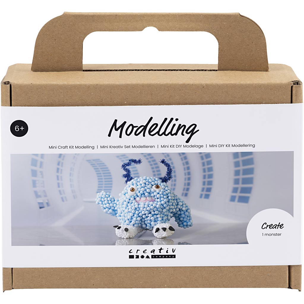 Creativ company mini kit de loisirs pour sculpture, Monster Bobby, bleu clair, 1 boîte