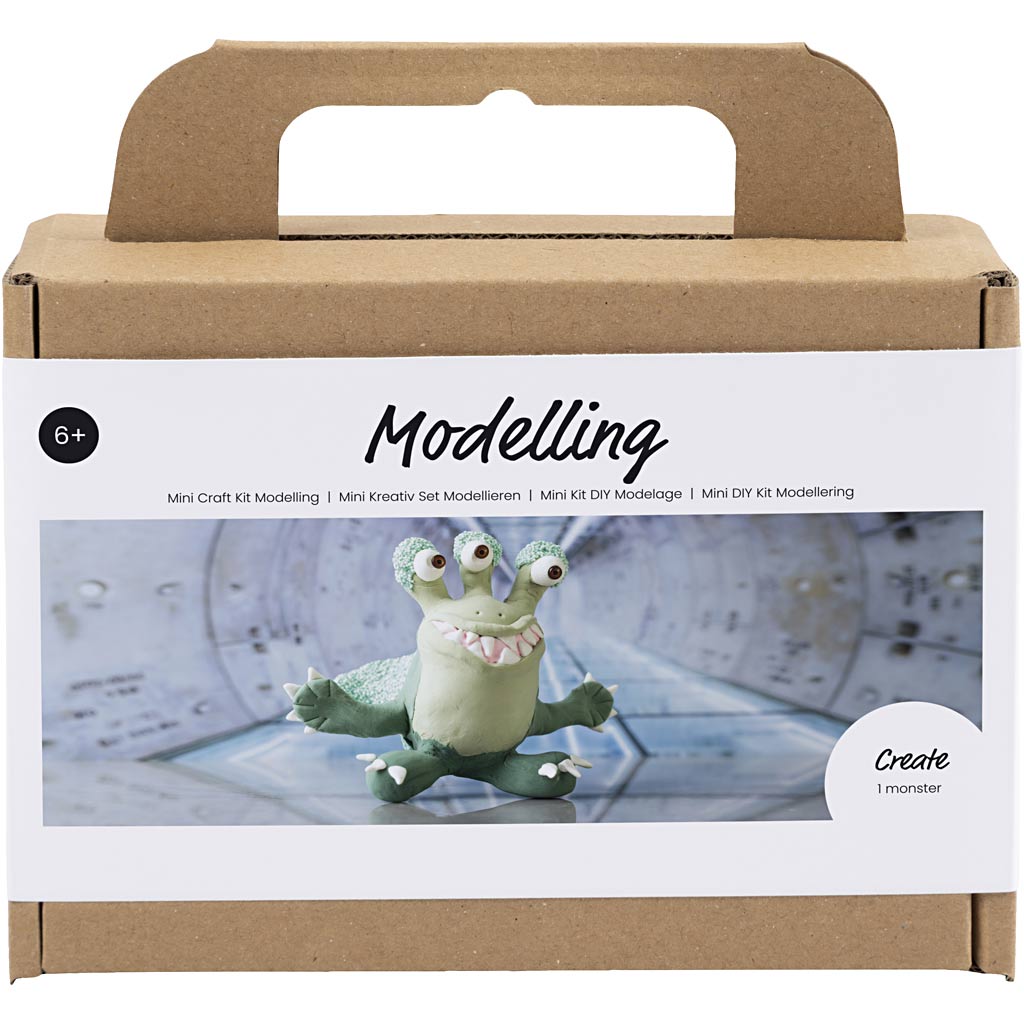 Creativ company mini kit de loisirs sculptant, monstre lulu, vert clair, vert foncé, 1 boîte