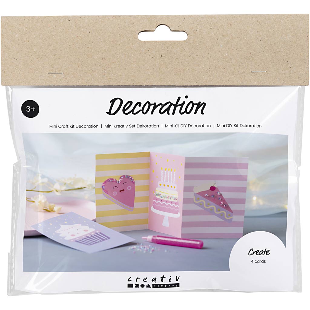 Creativ company mini hobby set décoration, gâteaux, rose pastel, violet pastel, jaune pastel, 1 boîte