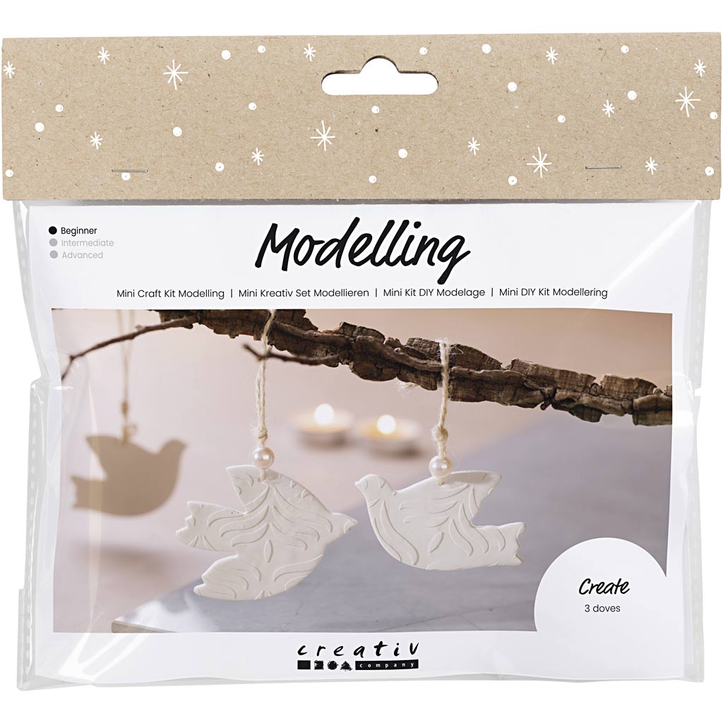 Creativ company mini kit de loisirs sculptant, pigeons, blanc cassé, 1 boîte