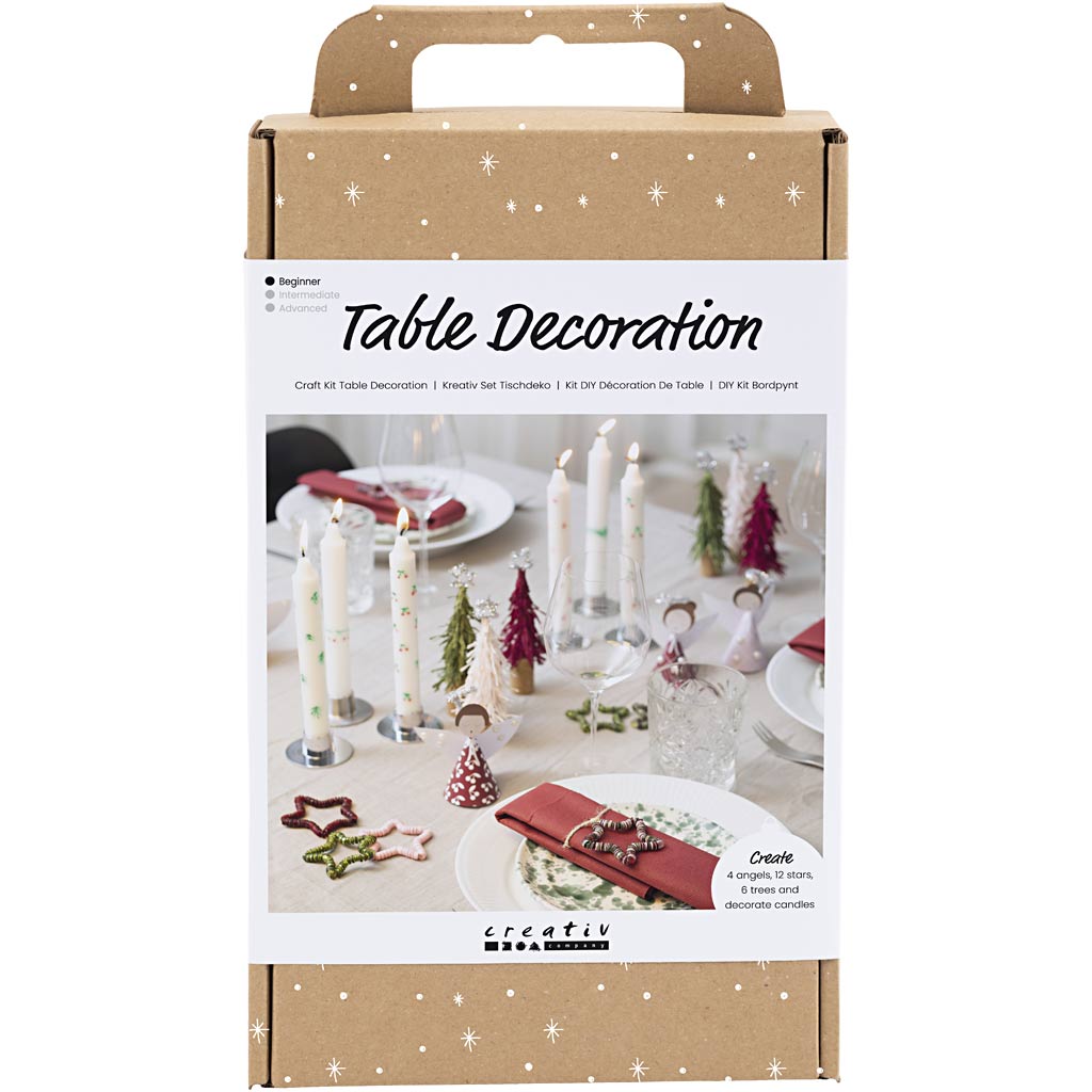 Creativ company hobby set décoration de table, anges, sapins de Noël, étoiles, différentes couleurs, 1 boîte