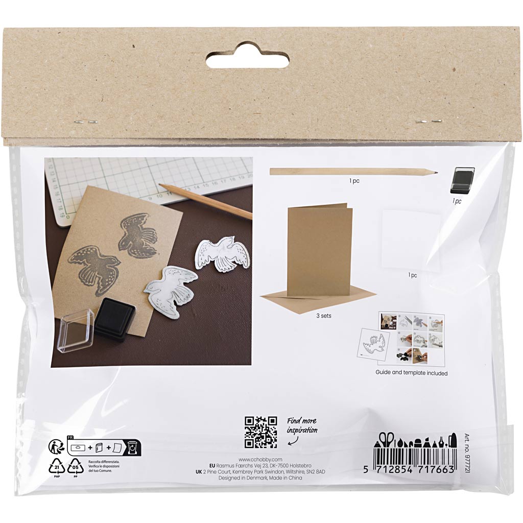 Creativ company mini hobby set impression mousse, carte avec pigeons, beige, 1 boîte