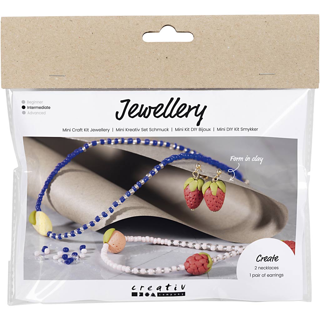 Creativ company mini hobby set bijoux, collier et boucles d'oreilles, bleu royal, 1 boîte
