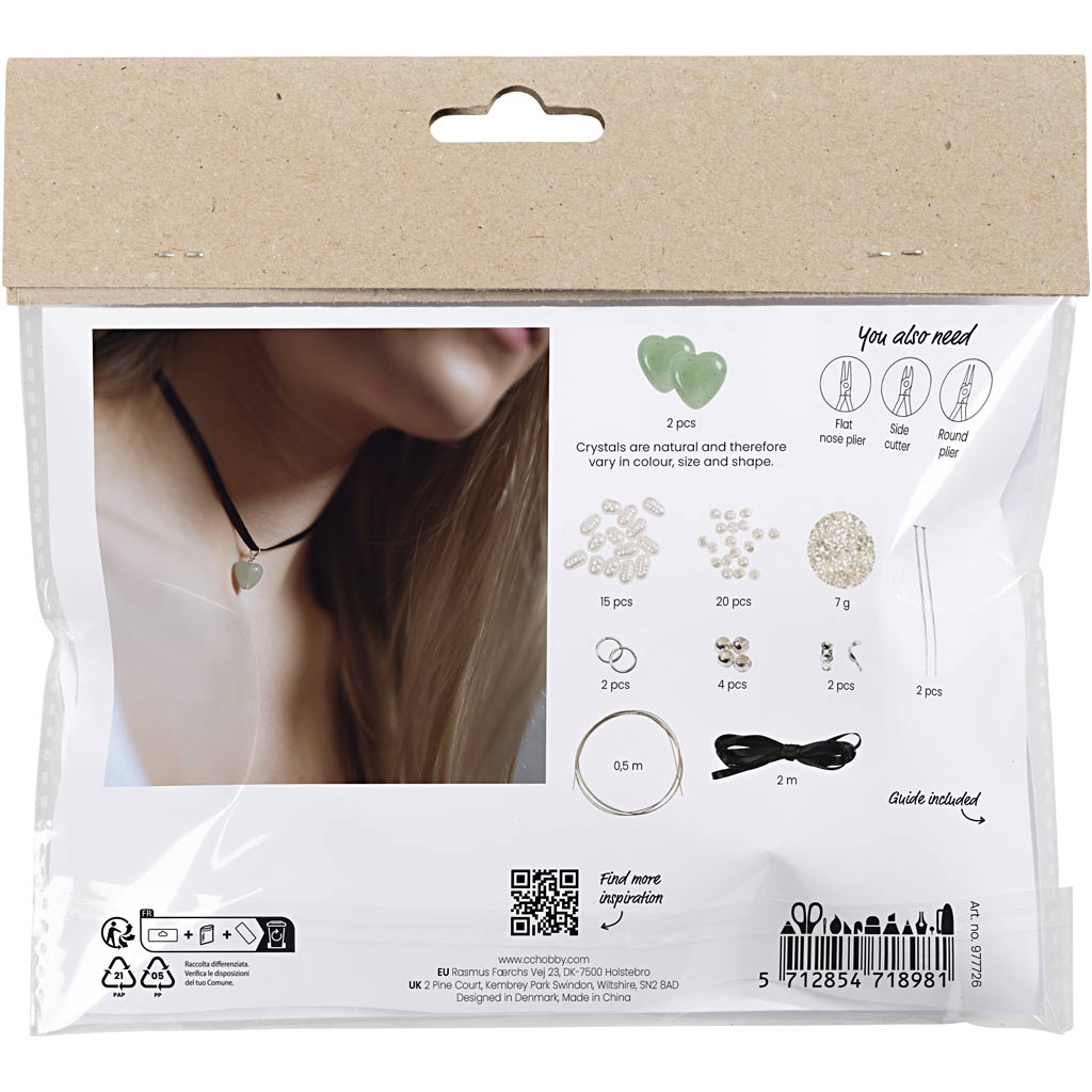 Creativ company mini coffret de bijoux, coeur d'aventurine, transparent, 1 boîte