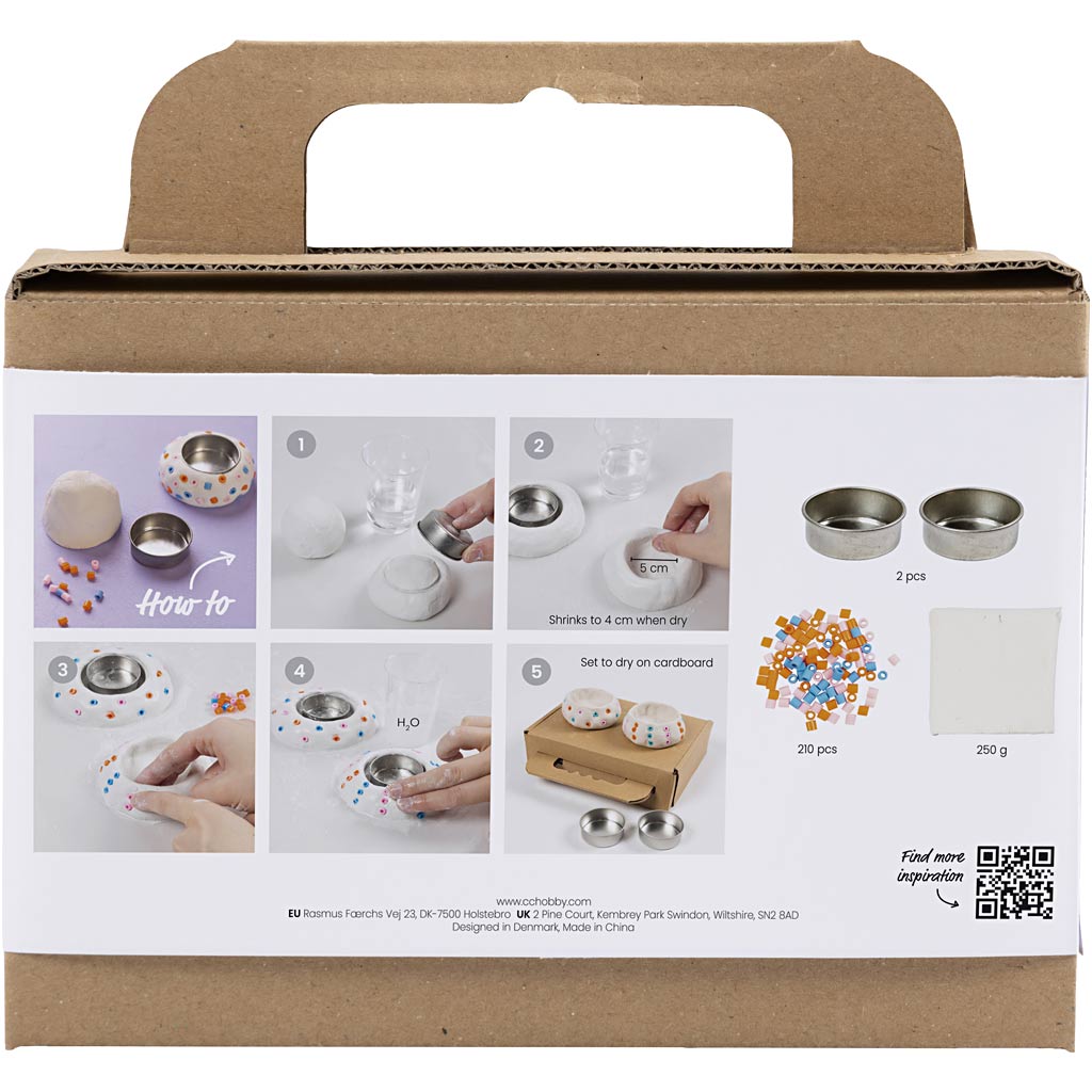 Creativ company mini kit de loisirs créatifs, bougeoirs, blanc, 1 boîte