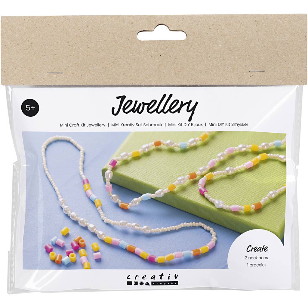 Creativ company mini hobby set bijoux, colliers et bracelet, différentes couleurs, 1 boîte