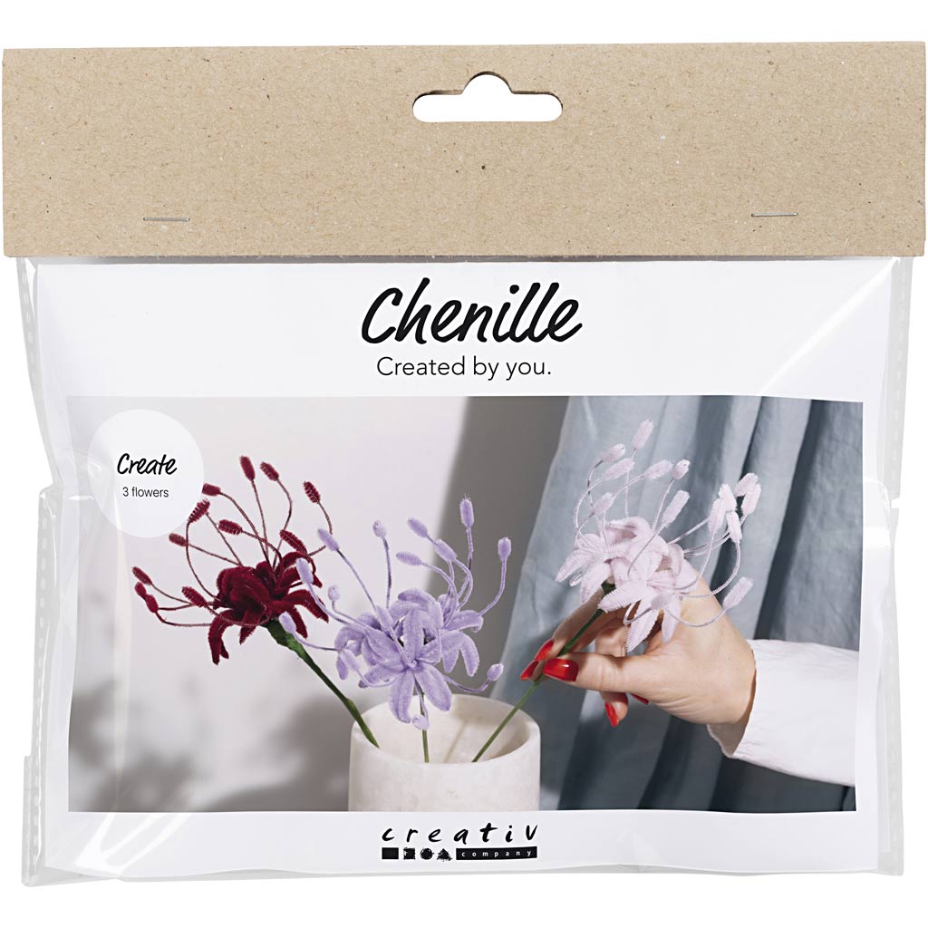 Creativ company mini kit de loisirs fleurs de lys en fil chenille rose clair