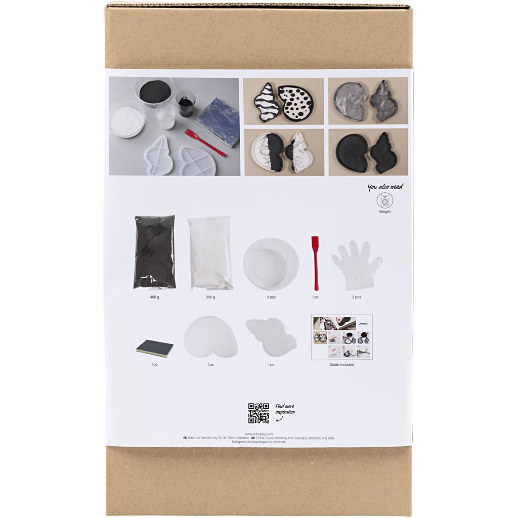 Creativ company Kit de loisirs créatifs pour moulage en résine, coquille de conque, noir, blanc, 1 boîte