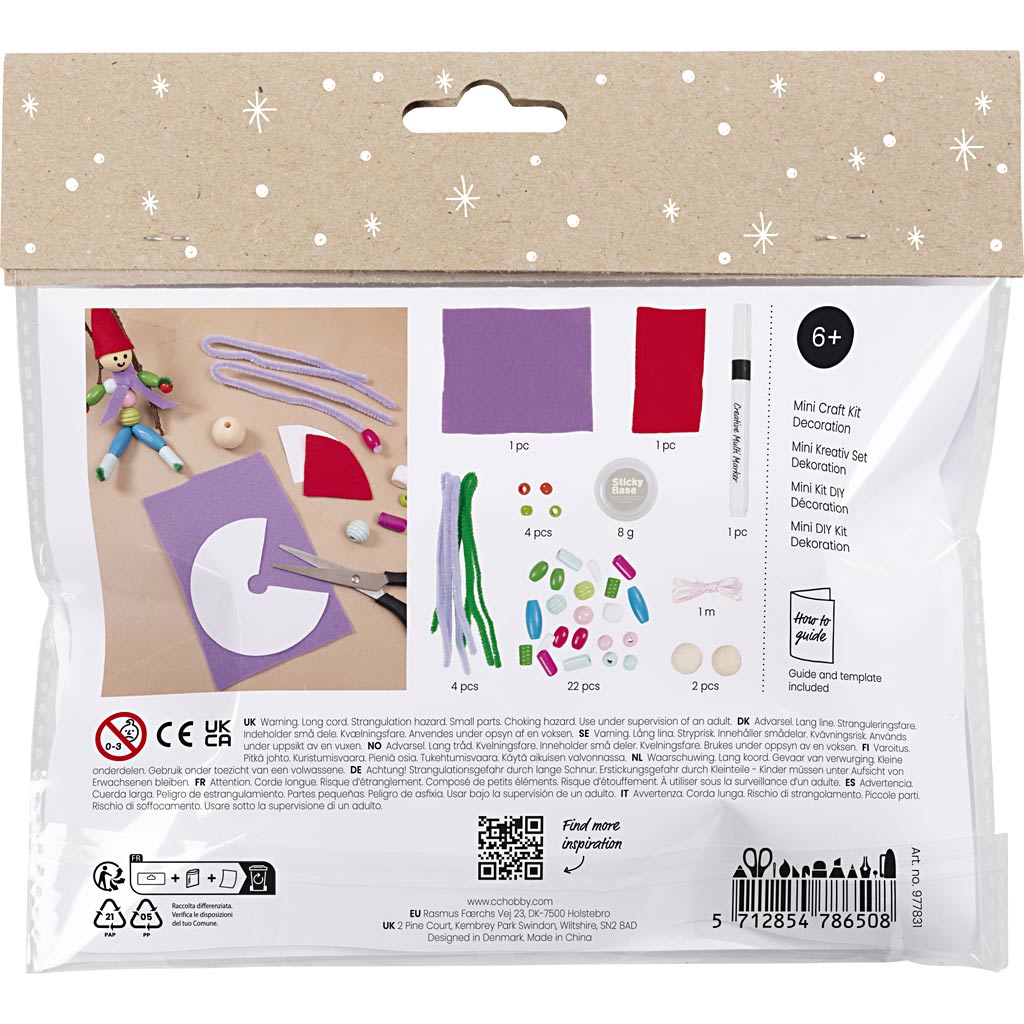 Creativ company mini kit de loisirs créatifs, nains de Noël, différentes couleurs, 1 boîte
