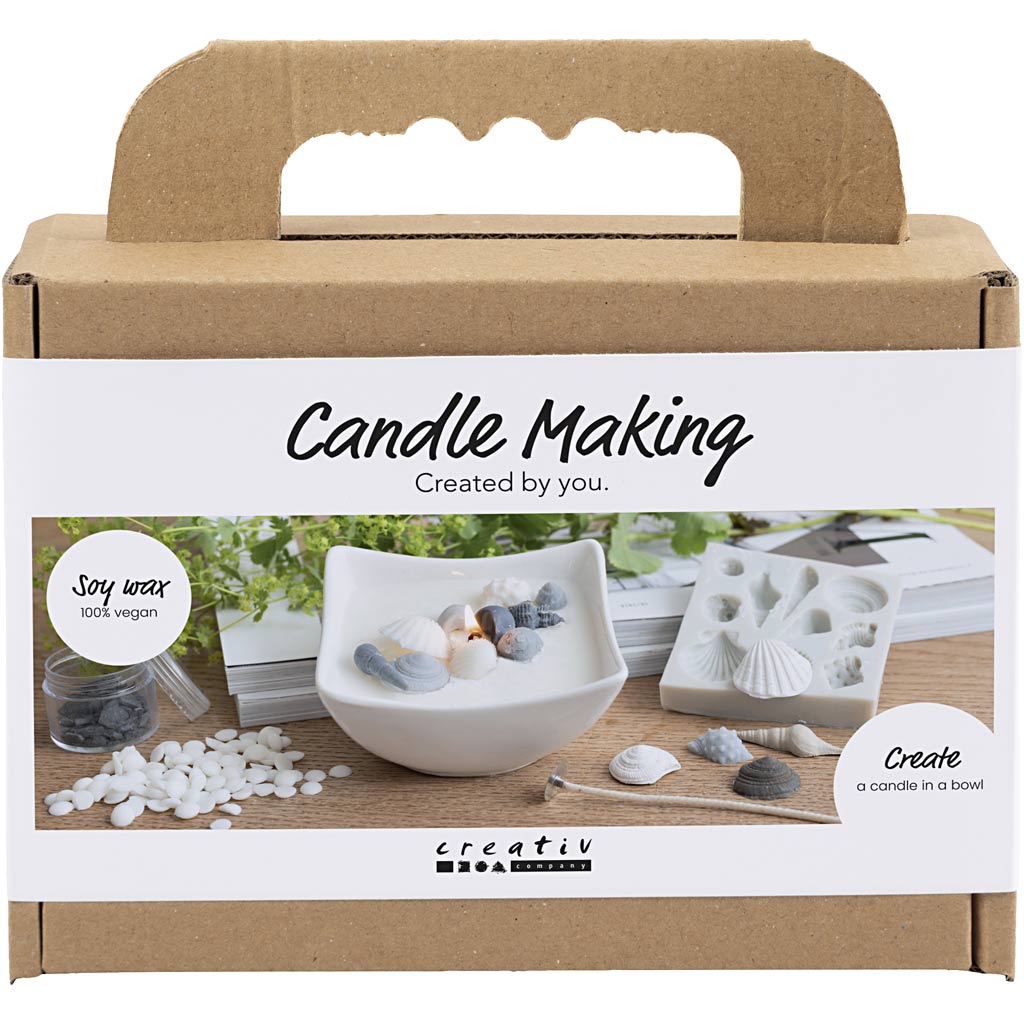 Creativ company mini kit de loisirs fabrication de bougies, coquillages, gris, blanc cassé, 1 boîte