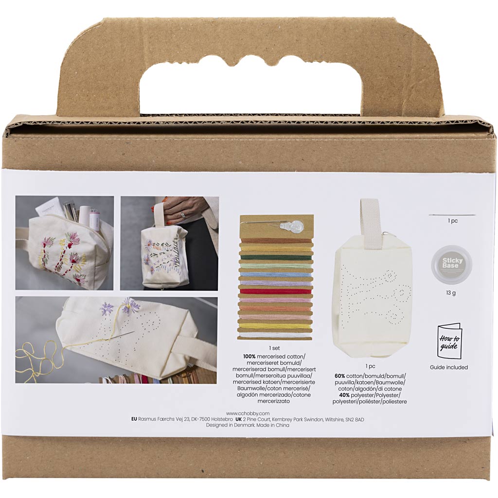 Creativ company mini hobby set broderie, trousse de maquillage, crème, 1 boîte