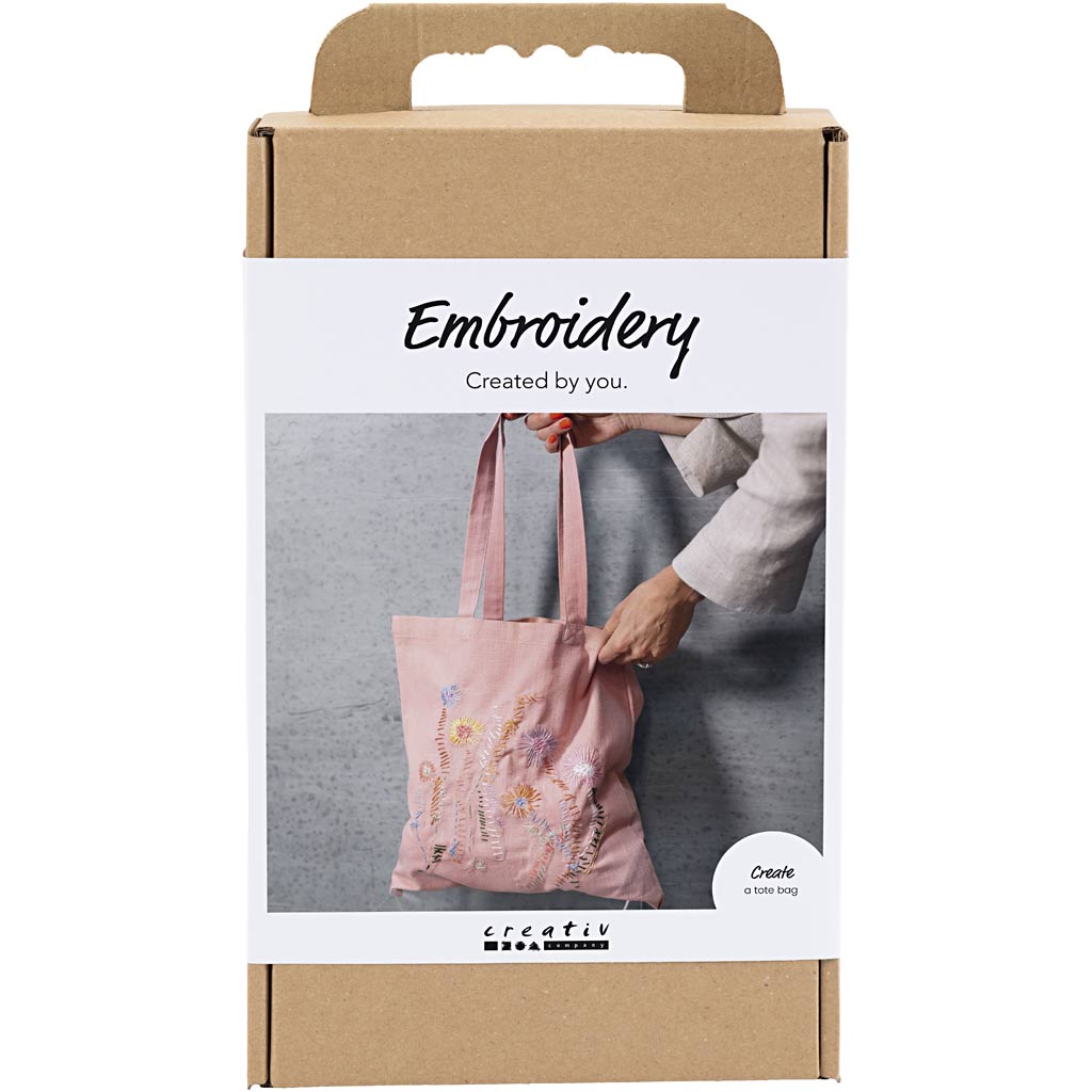 Creativ company kit de broderie, sac de transport, rose clair, 1 boîte