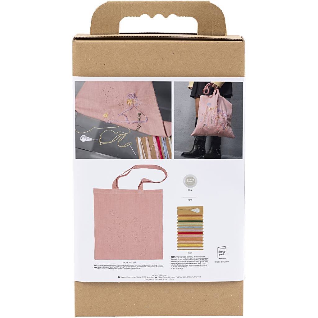Creativ company kit de broderie, sac de transport, rose clair, 1 boîte