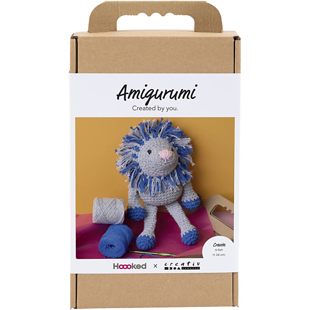 Creativ company hobby set amigurumi, lion, bleu marine, gris clair, 1 boîte