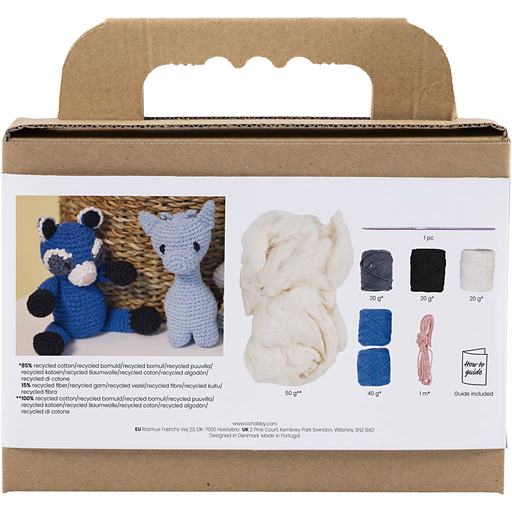 Creativ company hobby set amigurumi, raton laveur, noir, bleu, 1 boîte