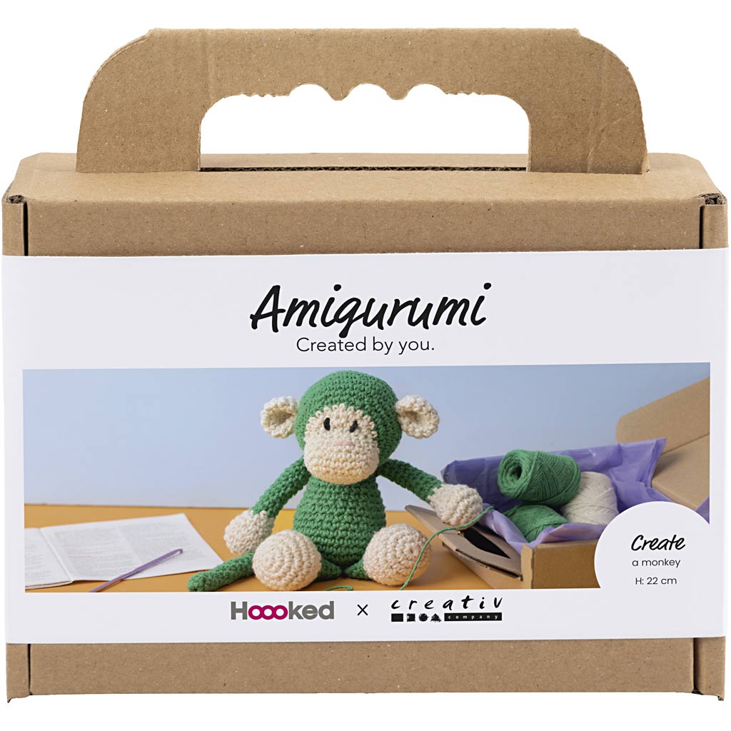 Creativ company hobby set amigurumi, singe, vert, blanc cassé, 1 boîte