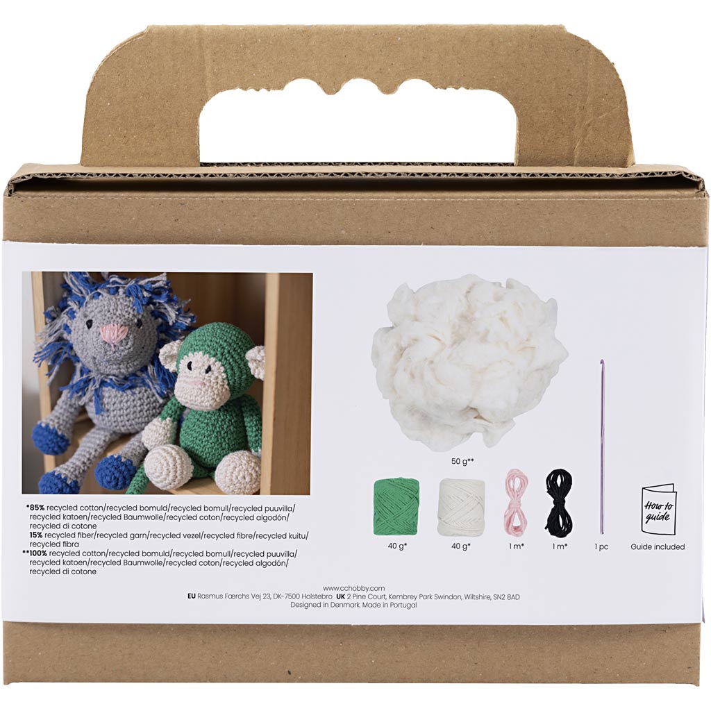 Creativ company hobby set amigurumi, singe, vert, blanc cassé, 1 boîte