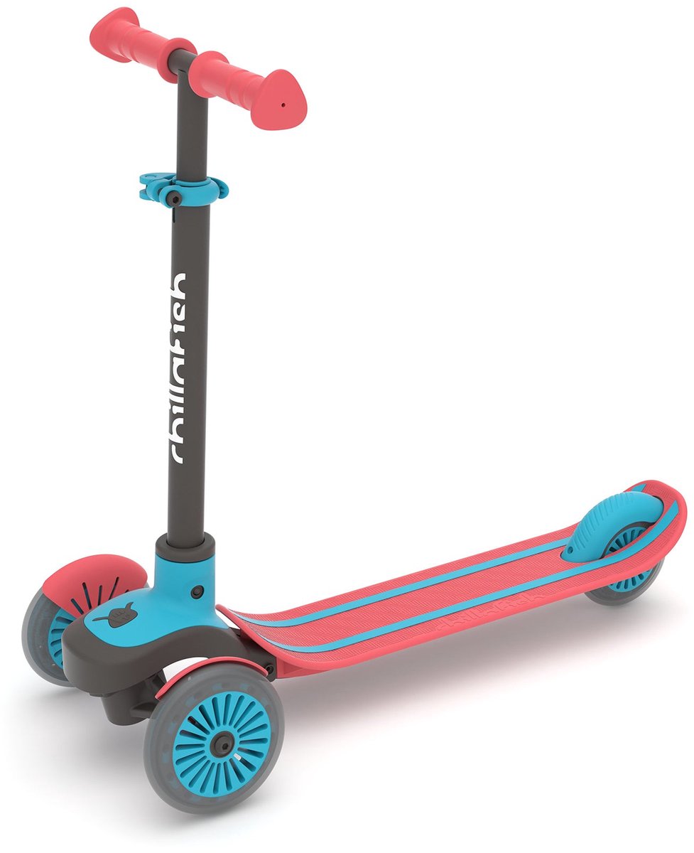 Trottinette enfant Chillafish 3 ans à trois roues - rouge bleu - trottinette légère avec guidon amovible et frein à pied - réglable en hauteur - inclinaison pour diriger - poignées supplémentaires - modèle Scotti