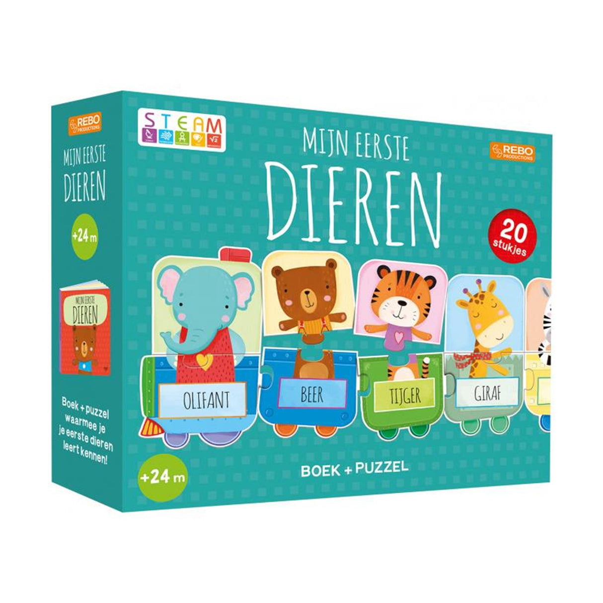 Rebo éditeurs mon premier train puzzle animal + livre | 2 pièces