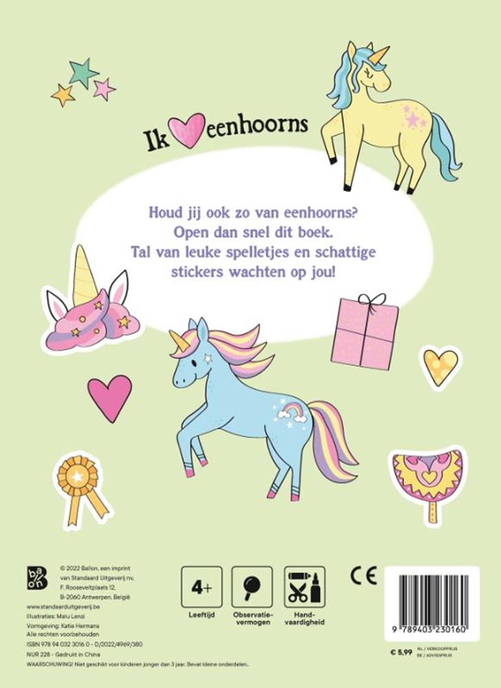Livre de jeu des licornes de l'éditeur standard avec autocollants
