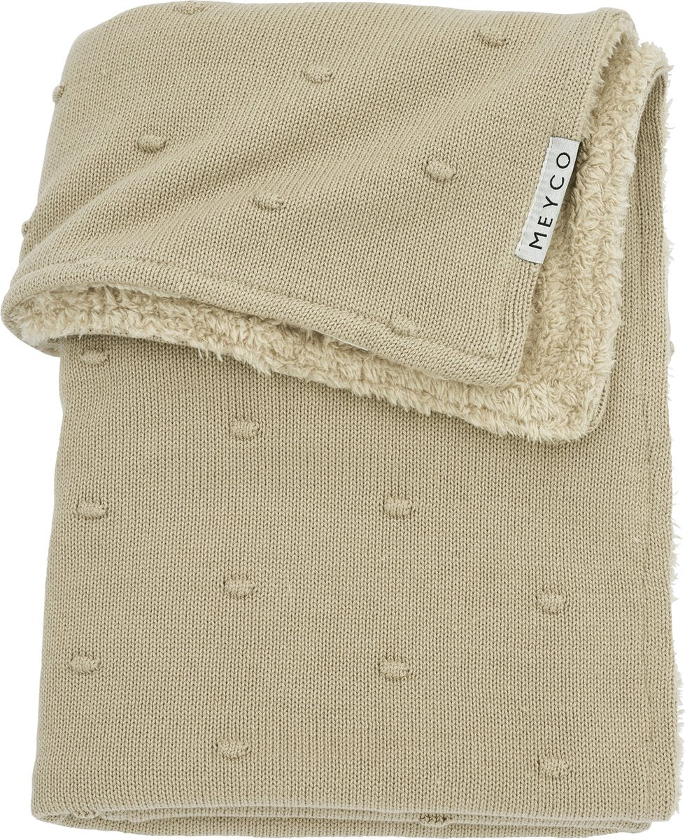 Couverture de berceau en peluche Meyco baby mini noeuds - sable - 100x150cm - 2,0 tog