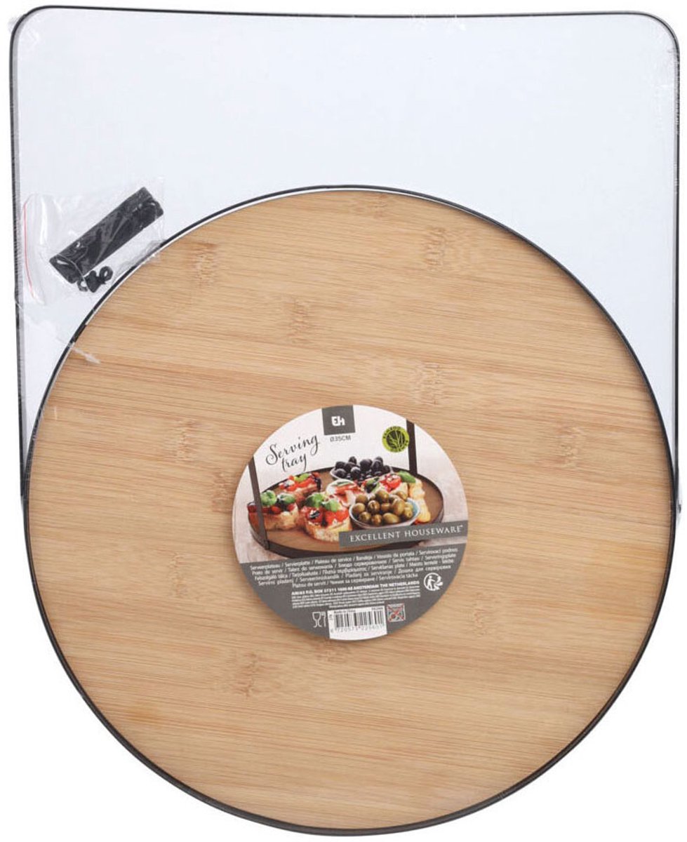 Plateau de service bambou métal, 35cm