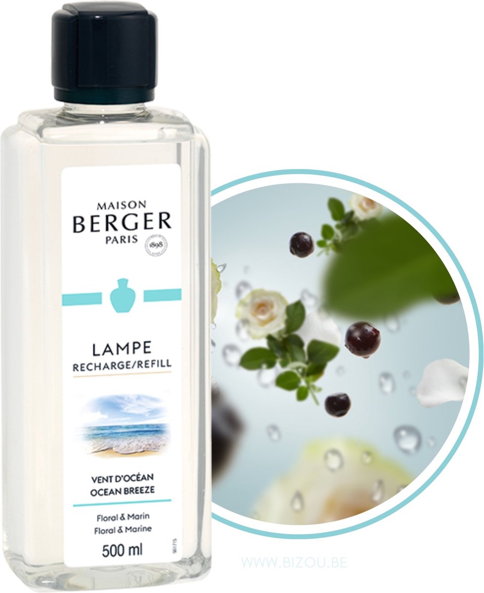 Lampe berger lampe maison berger - vent d'océan - brise de mer - recharge - brule parfum - 500ml