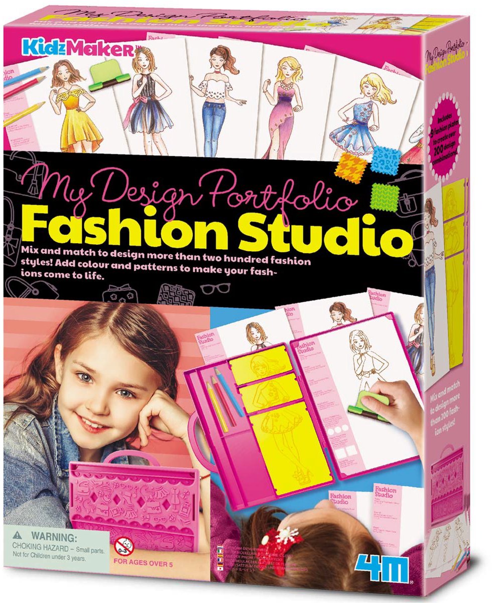 4m crafts - votre propre studio de mode - jouets créatifs - paquet de loisirs de mode - kidzmaker - 5+