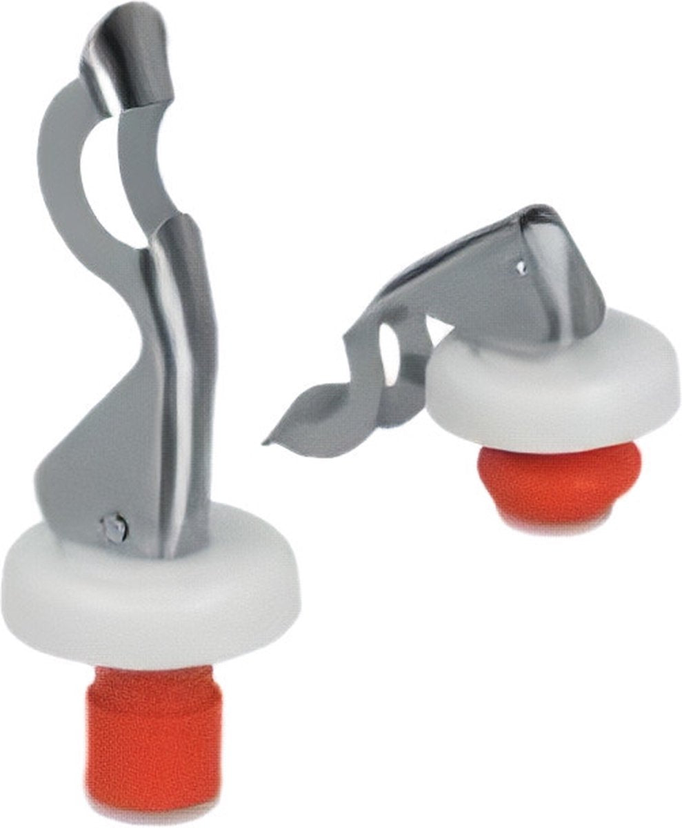 Metaltex - 2 x bouchon de bouteille - avec décapsuleur - acier inoxydable - rouge - diamètre 2 cm - 2 pièces