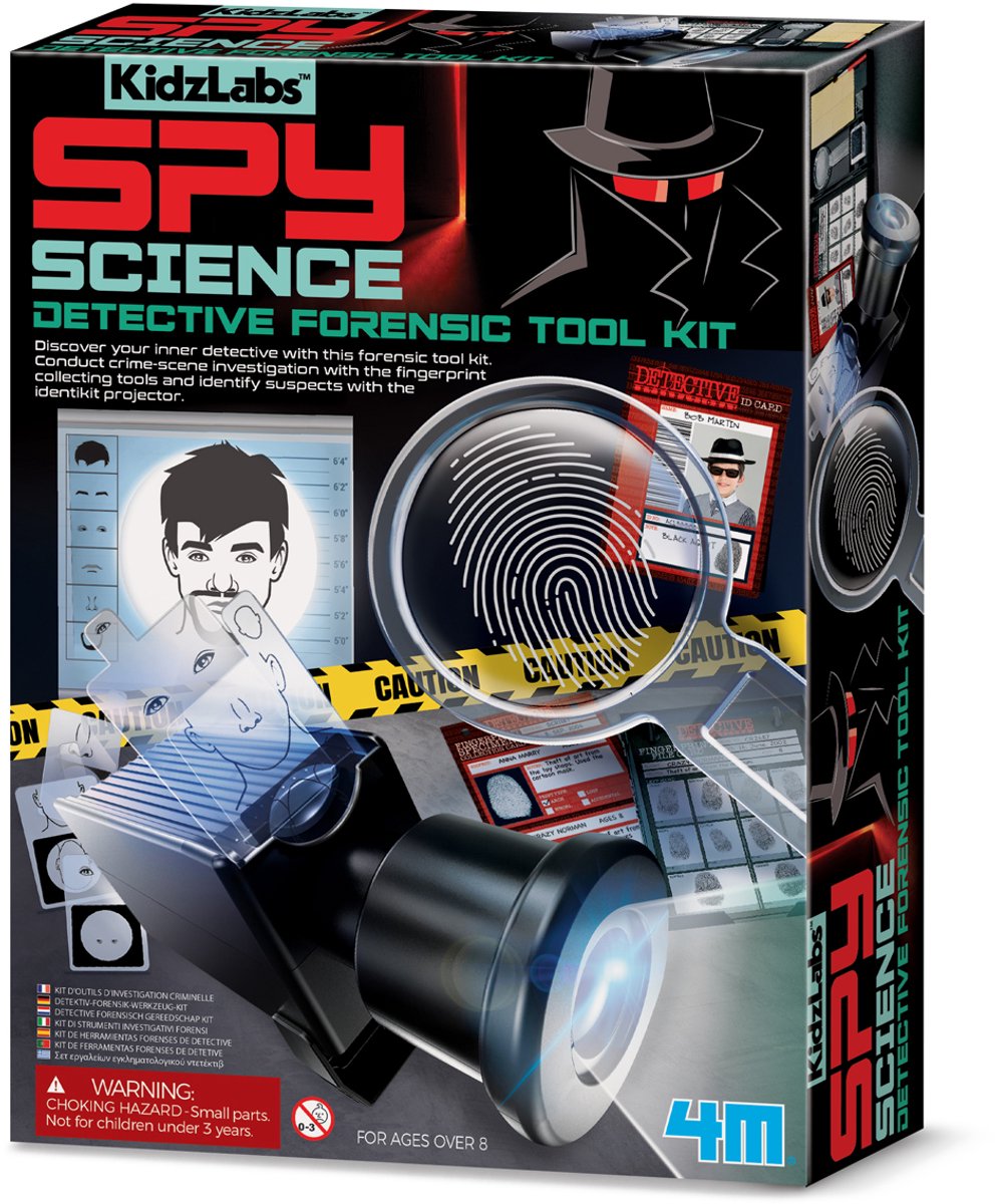 4m science et jeux - votre boîte à outils médico-légale - détective - kidzlabs - science de l'espionnage - 5+