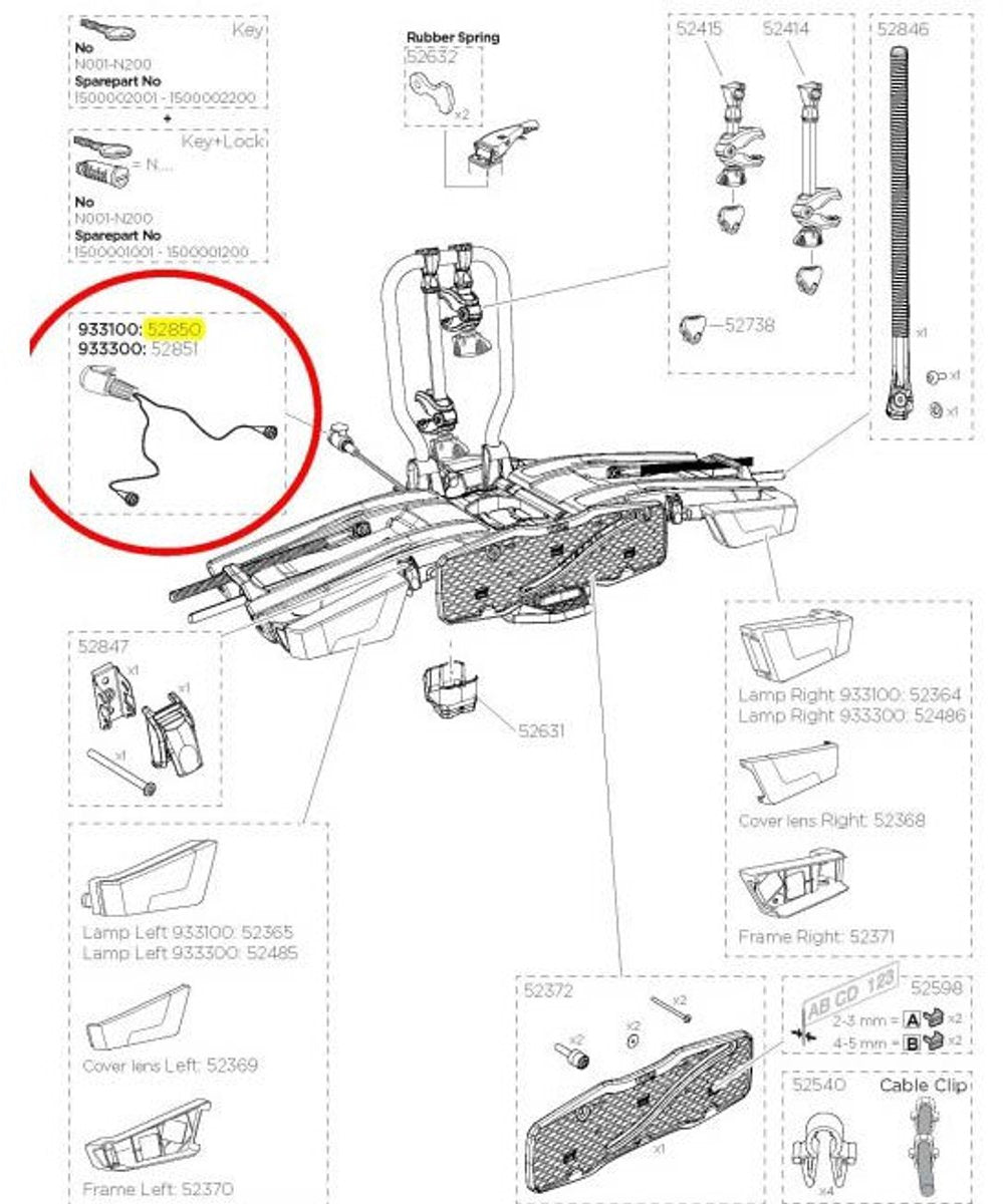 Thule connecteur électrique easyfold 13p 933 934 pièce de rechange argent