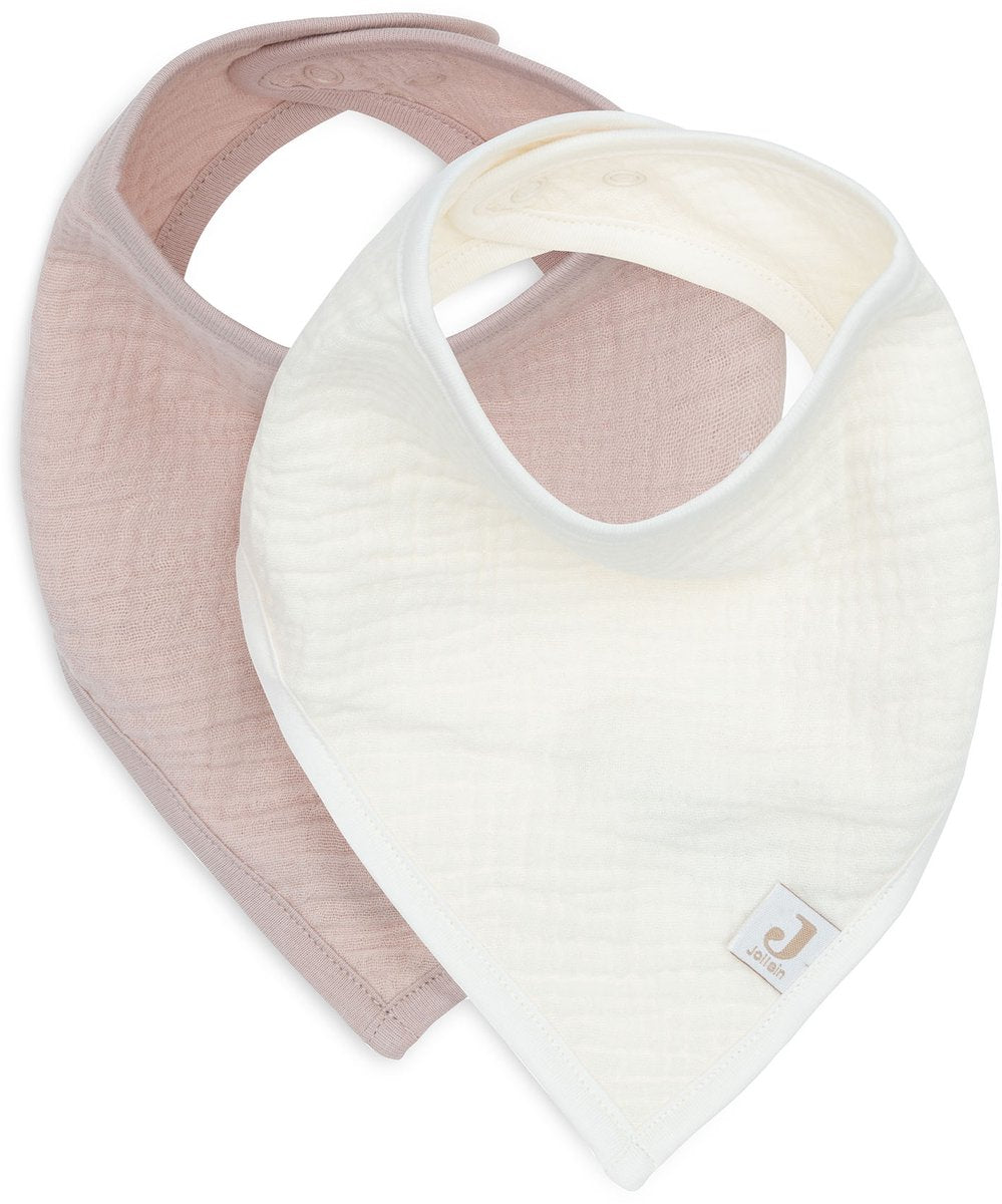 Jollein baby slab bandana - hydrofiel - slabbetjes baby - 2 stuks - wild rose oatmeal