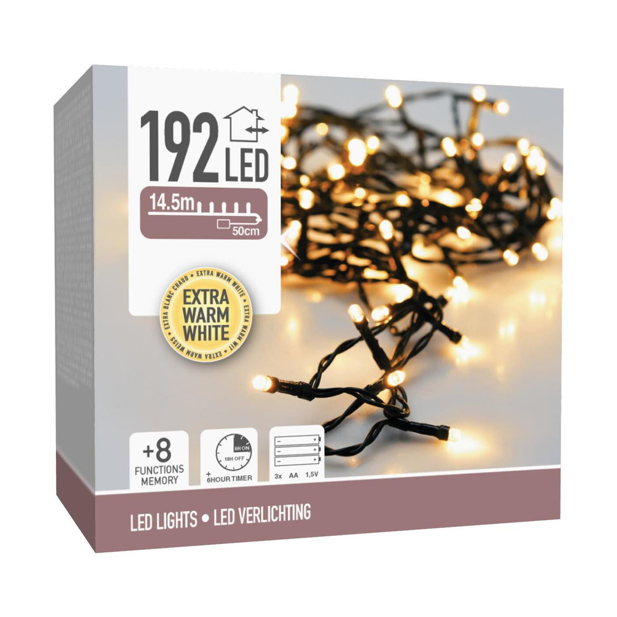 Lumières de Noël 192led batterie blanc