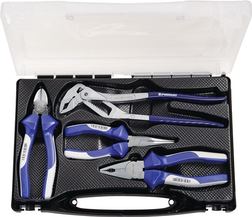 Jeu de pinces Promat tecwerk | contenu : 4 parties | chromé | coffret en plastique - 4000810814