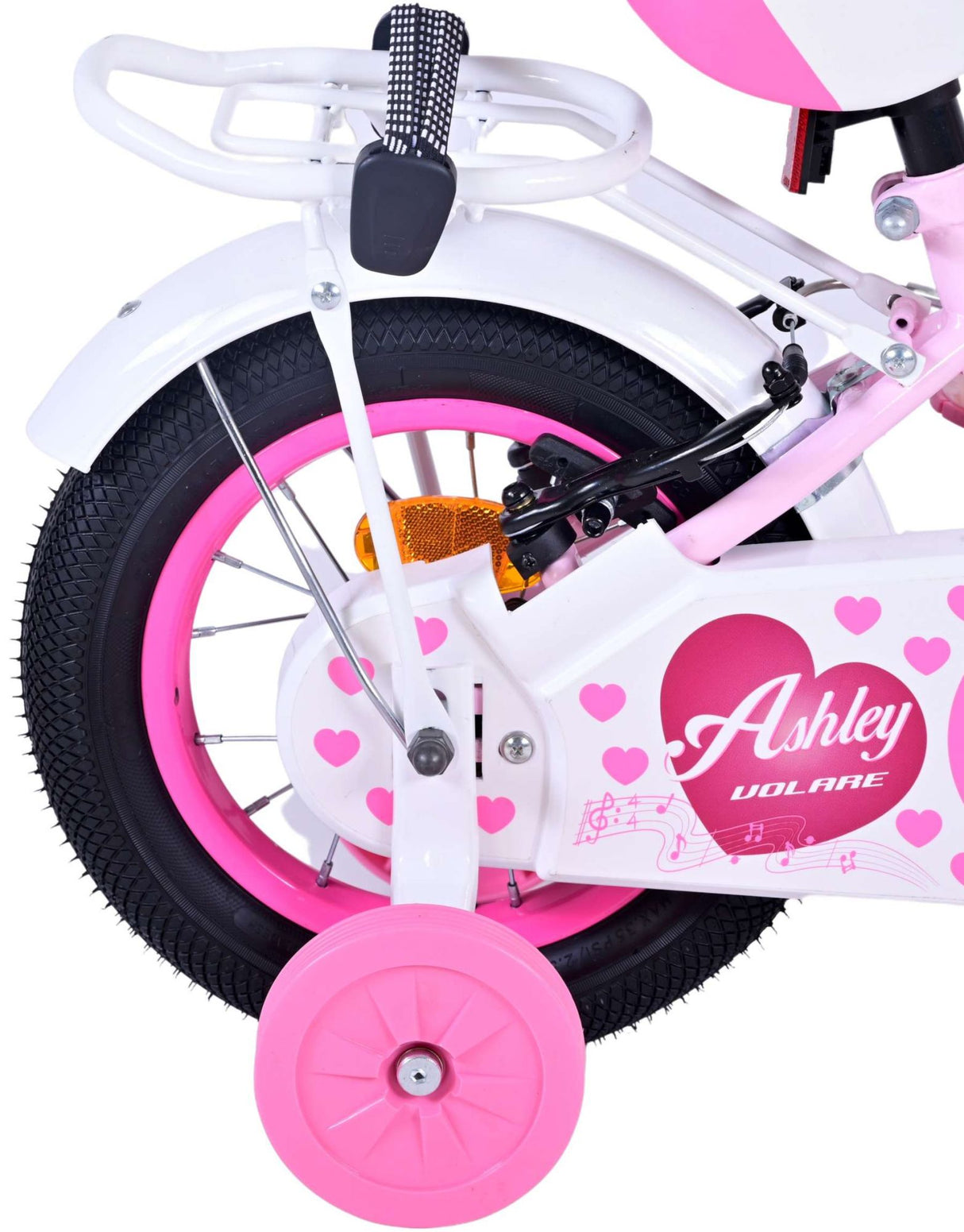 Volare Ashley Vélo pour enfants Filles 12 pouces Rose Deux freins à main