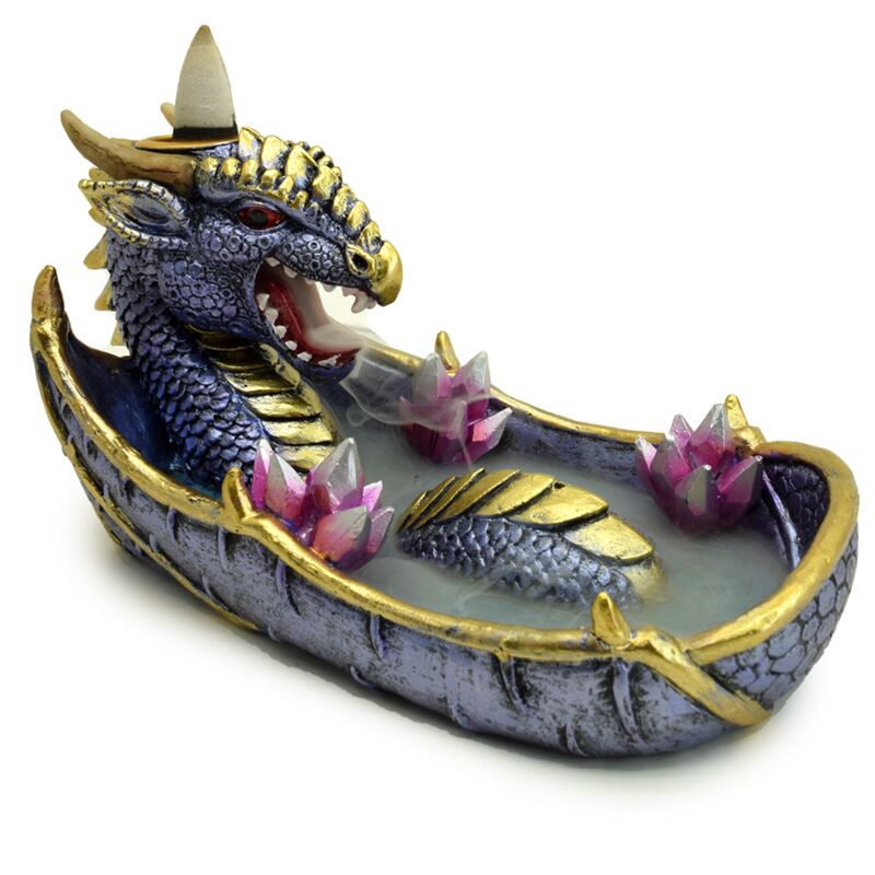 Porte-encens à reflux dragon en cristal améthyste Elements